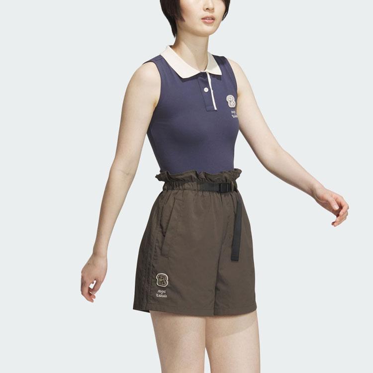 Adidas Trefoil Collab with Chang Cang Xiong SS23 Patchwork Hand-Painted Belted Shorts Women Bottoms Olive-Green IS0628