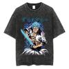 Anime Bleach Washed Tshirt Harajuku Streetwear Vintage Graphic T-Shirt Summer Short Sleeve Cotton Men Women Top Tee