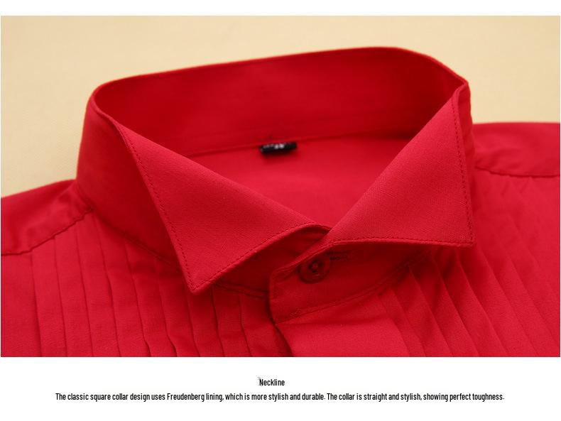 Stylish Wedding Studio Men's Solid Color Collared Shirt