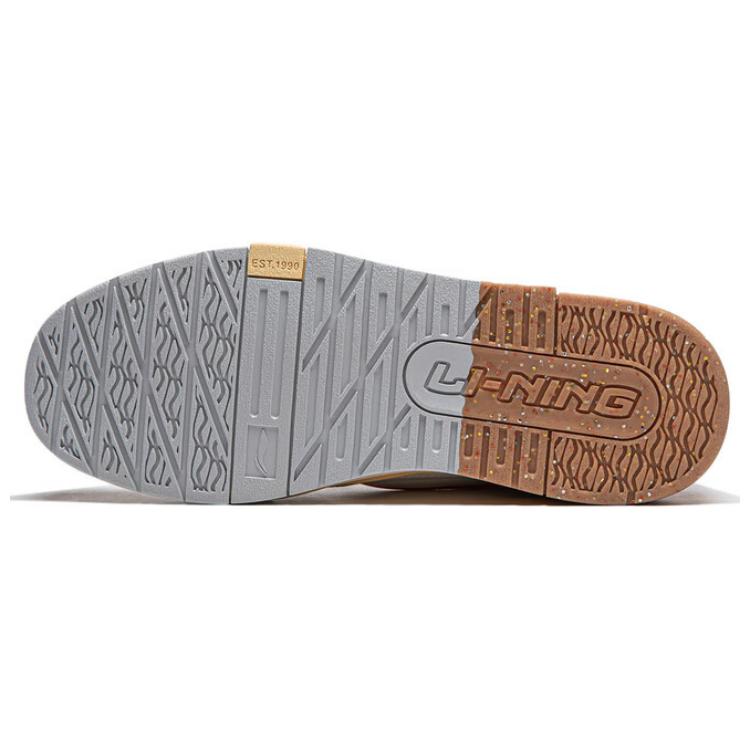 New LiNing 001 BTC Slip Resistant Cushioning Wear Resistant Support Low Top Skateboard Shoes Men's Beige Gray Red AGCU081-1