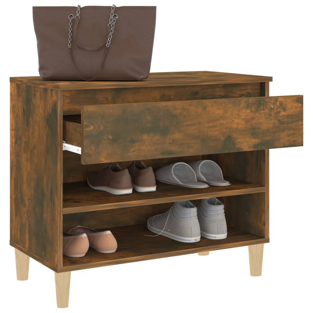 Shoe Rack Smoked Oak 70 x 36 x 60 cm Wood Based Material
