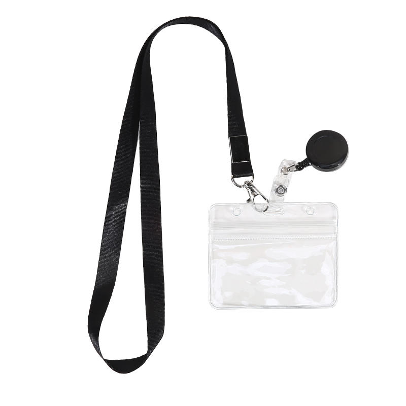 PVC Plastic Polyester Waterproof ID Card Holder Retractable Reel Lanyard Horizontal Vertical Card Compatible Office Daily Accessory