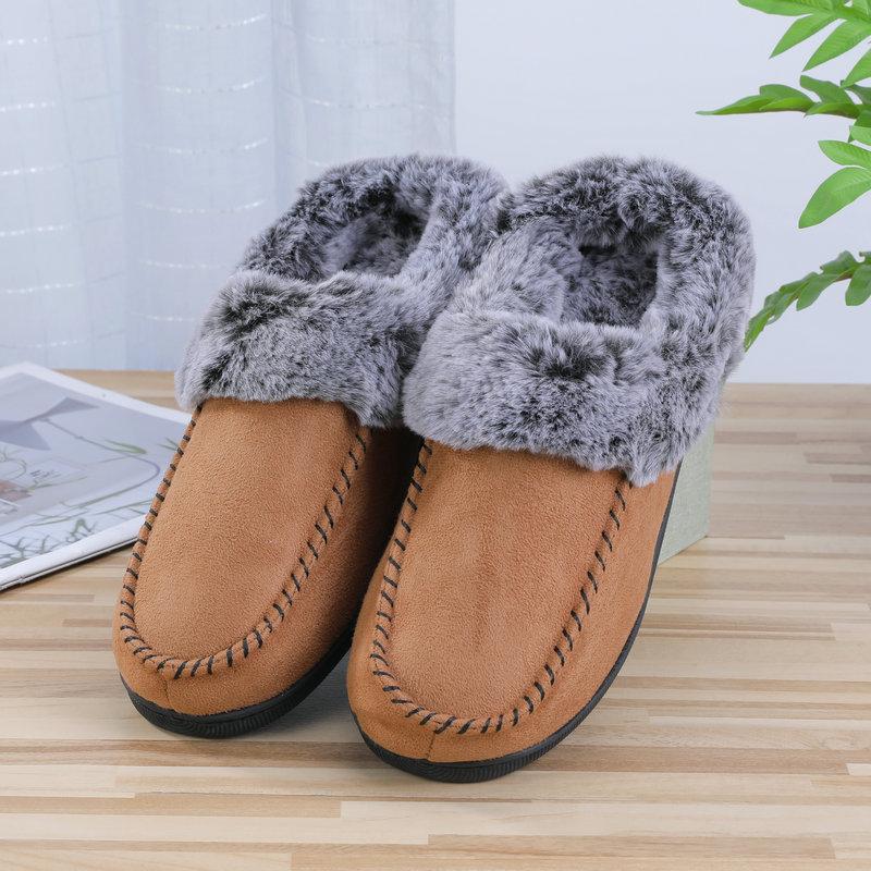 Fashion Comwarm Winter Plush Lining Men's Slippers Platform Non-slip Indoor Slides New Cozy House Slides Furry Warm Outdoor Men Slippers