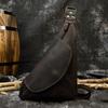 Borsello da Petto da Uomo in Vera Pelle, Borsello da Petto in Pelle Retro Crazy Horse, Borsa a Spalla Crossbody in Pelle di Vacchetta Primo Strato