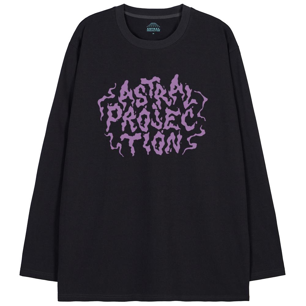 Astral Projection Hayes Lettering Oversized Long Sleeve T-Shirt_Charcoal L