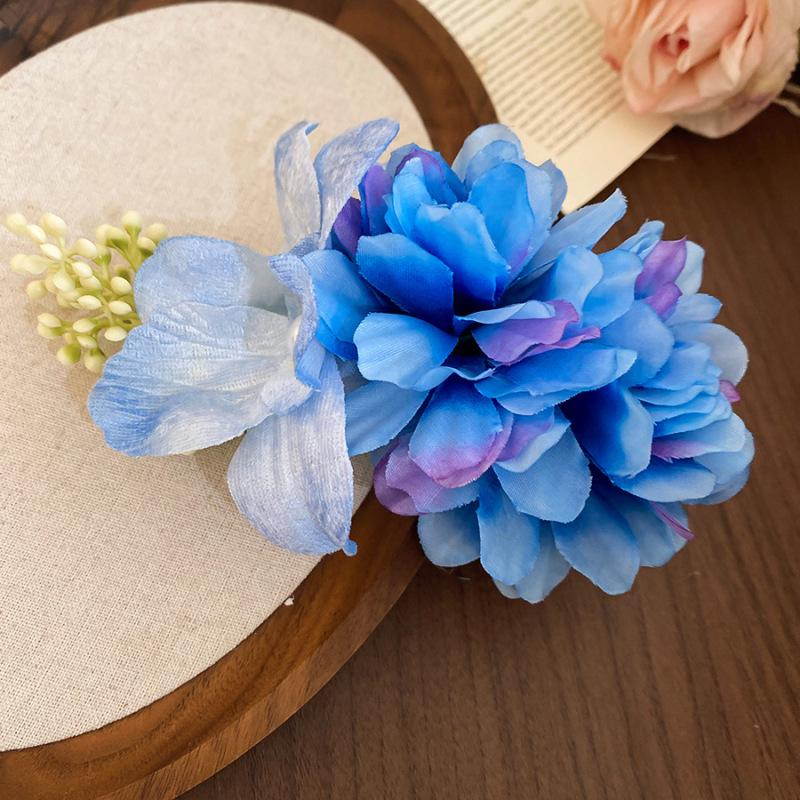 Fairy Chiffon Pearl Flower Tassel Hair Clip - Vacation Style Duckbill Bangs Accessory