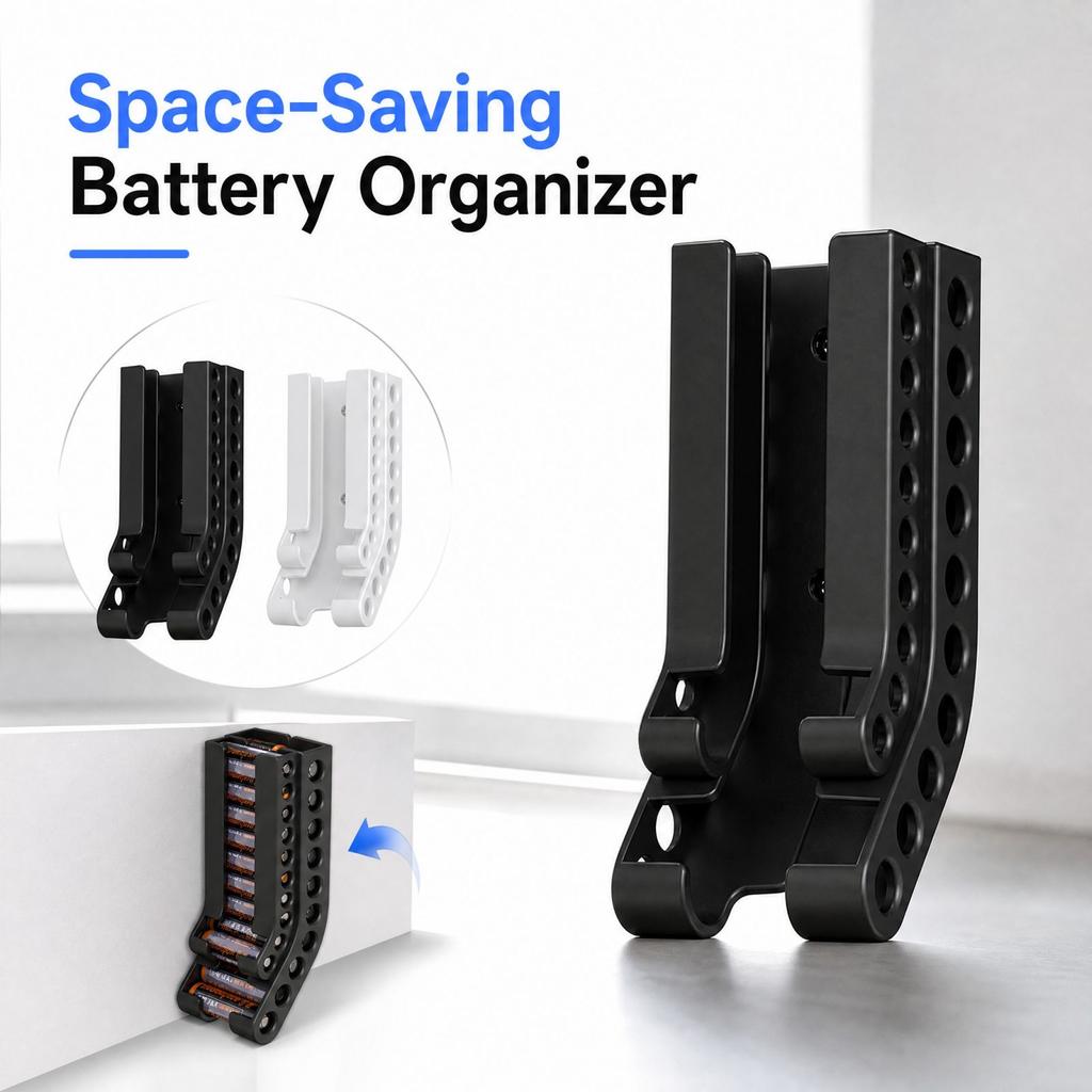 Battery Storage Rack, Wall Mount Battery Holder for Home and Use