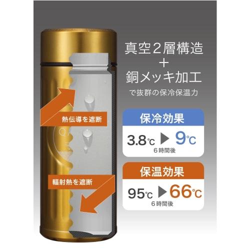 CB JAPAN QAHWA Coffee Bottle, 420ml, Gold, Direct Drinking, Vacuum Insulated, Dual-Layered Construction, Teflon-Coated Interior, Enjoy the Taste and A