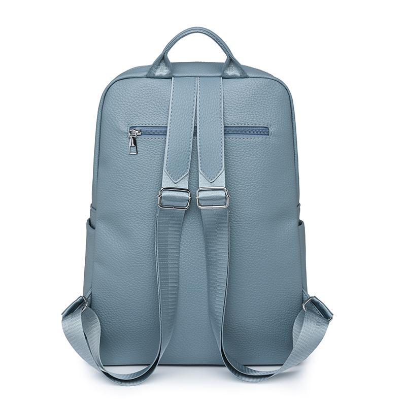 Einfarbiger PU-Rucksack Studenten-Schultasche Damen Rucksack mit großem Fassungsvermögen