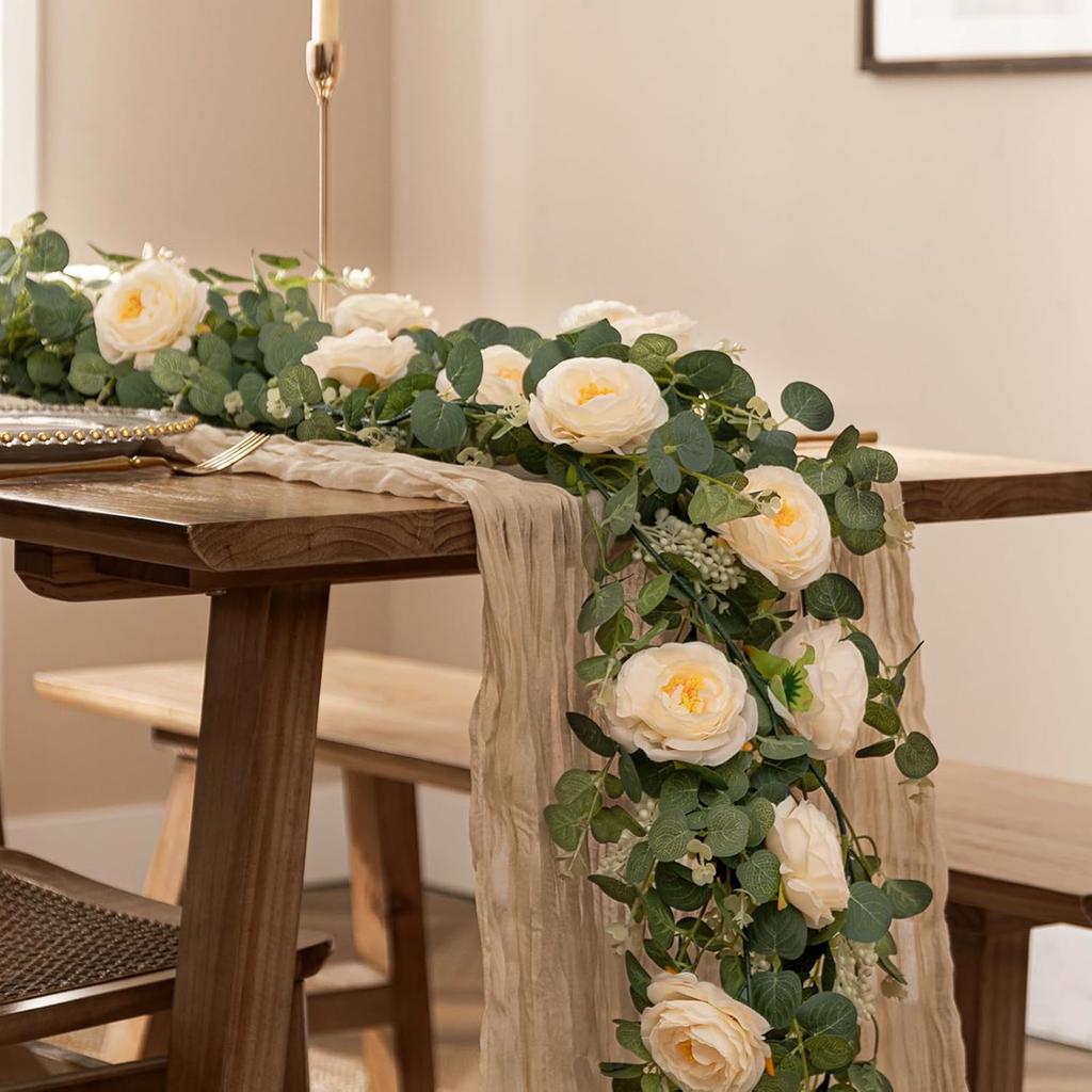 Simulation Camellia Rattan Wedding Office Home Garden Decoration Artificial Simulation Eucalyptus Leaf Rattan