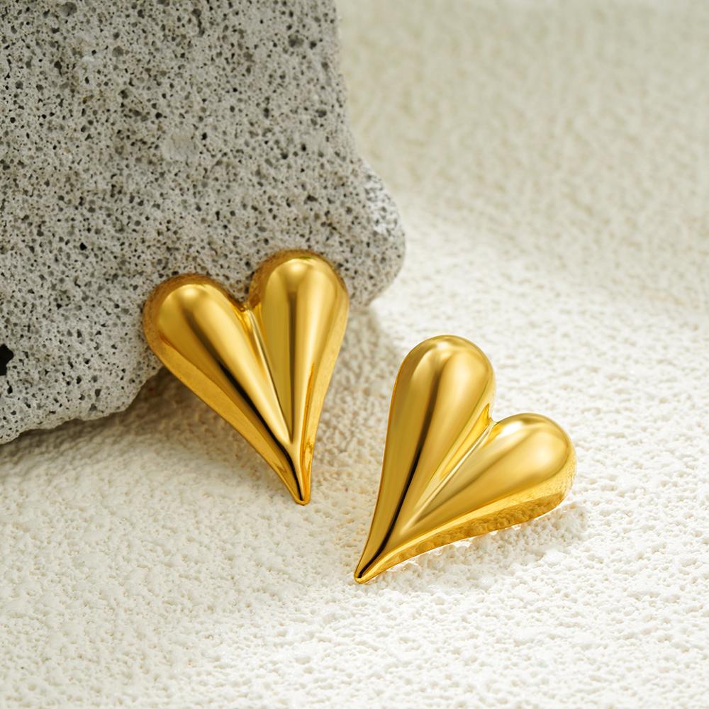 18K Gold Plated Striped Texture Chunky Stud Earrings Women Glossy Stainless Steel Knot Twisted Geometric Earrings Daily Jewelry