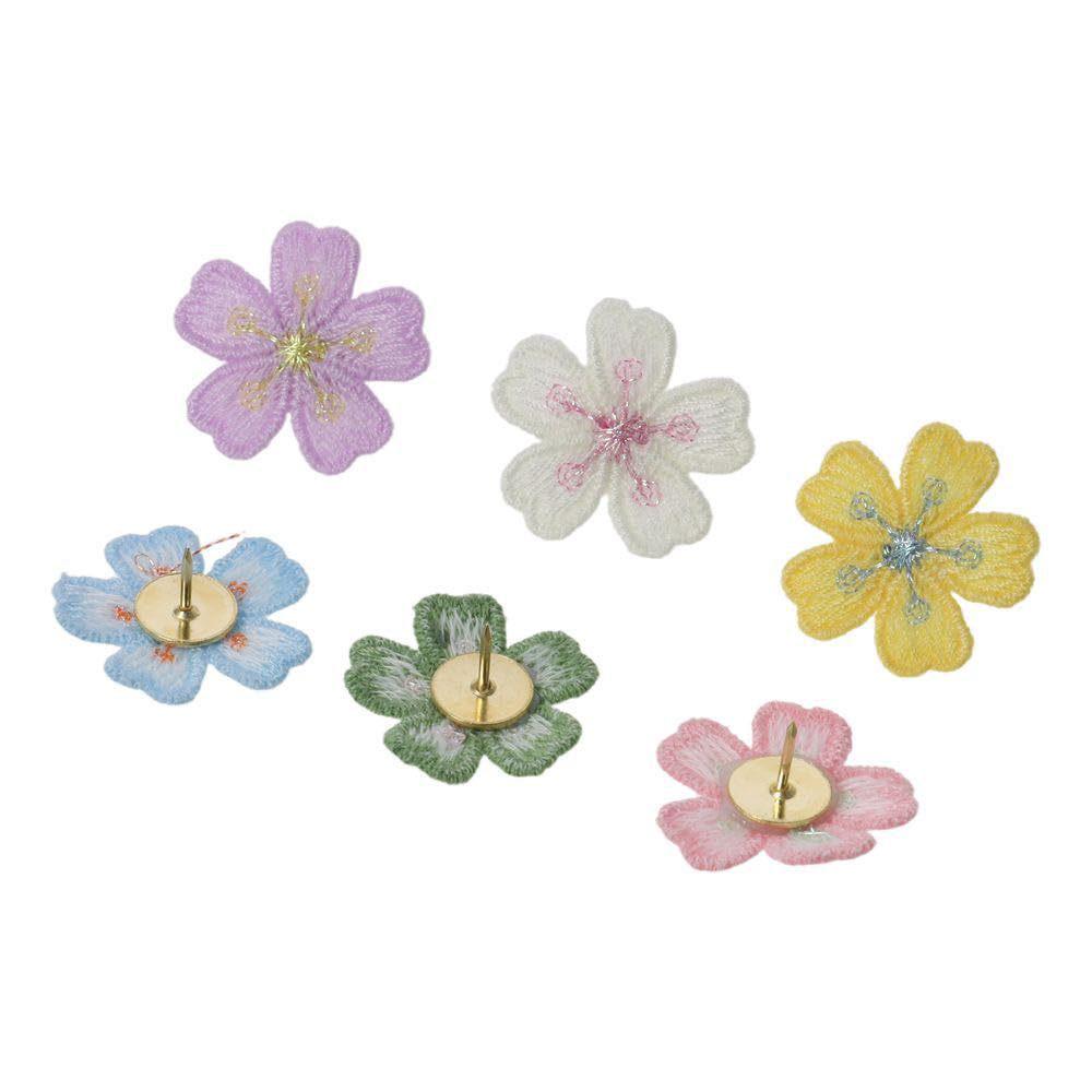 Colorful Embroidered Flower Fabric Pushpins for Cork Boards
