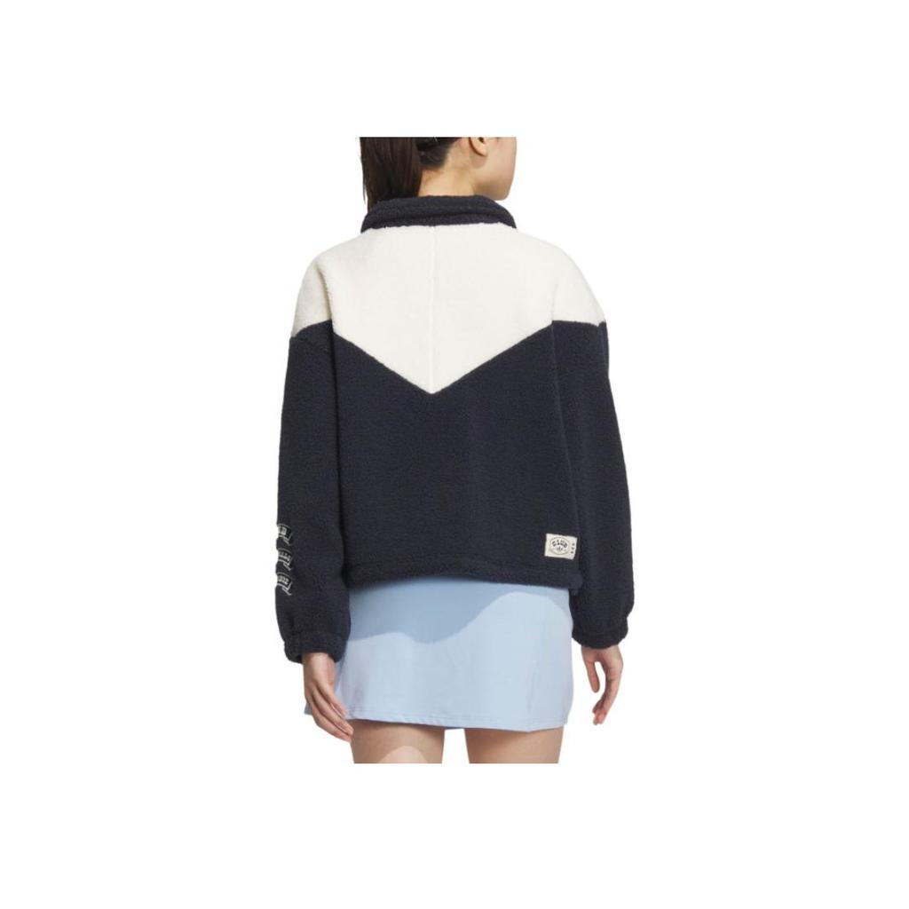 Adidas Originals Collegiate Collection FW24 Fashion Sports Color Block Retro Stand Collar Jacket Women Jacket Dark-Navy Blue White JD6369