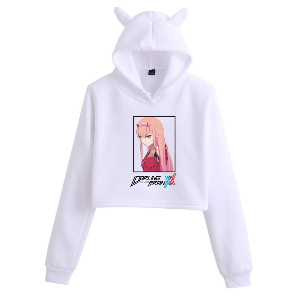 Darling in the Franxx Zero Two Cat Ear Cropped Hoodie - Women's Anime Style