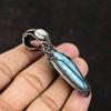 Larimar Kupferanhänger Edelstein Kupferdraht gewickelter Schmuck Regenbogenmondstein Kupferschmuck Handgefertigter Designerschmuck Geschenk für Sie Geschenk für Mama