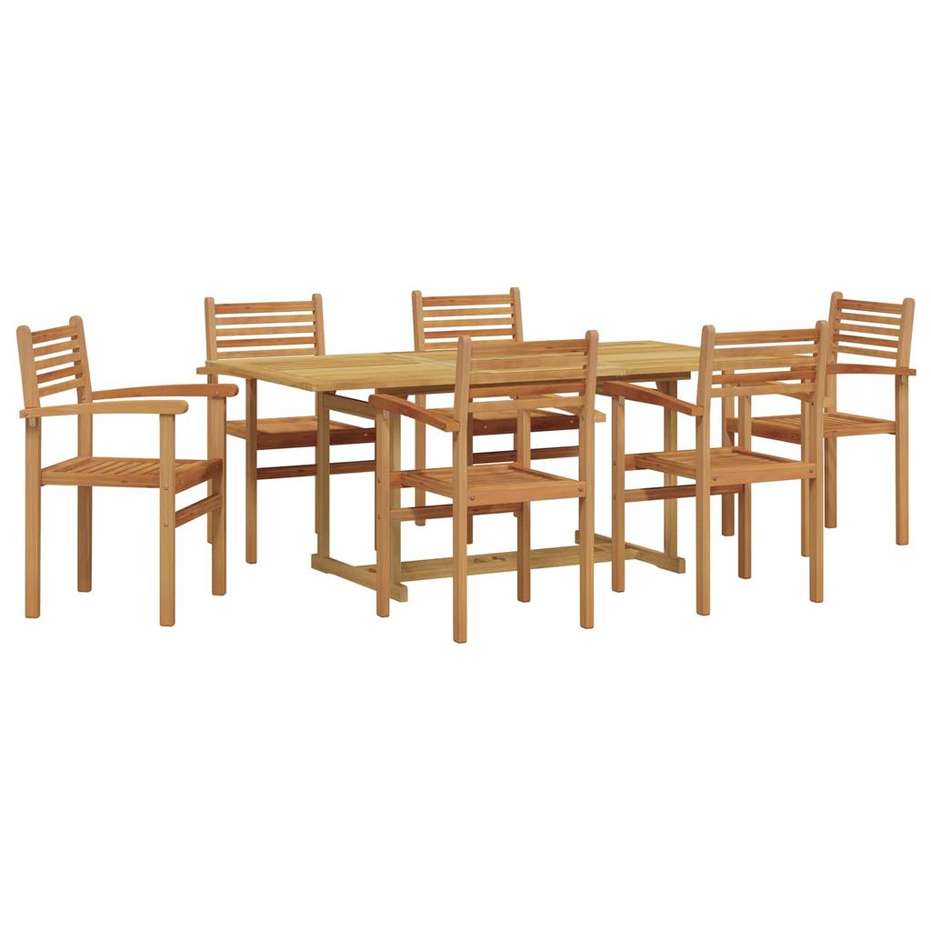 Garden Dining Set 7 pcs Brown Solid Teak Wood