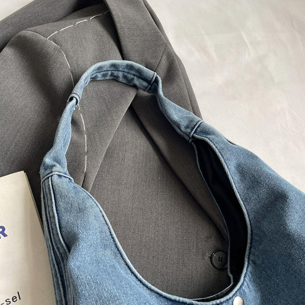 Daily Women Shoulder Bag High-capacity Wallet/Cosmetics Storage Ladies Denim Fabric Denim Tote