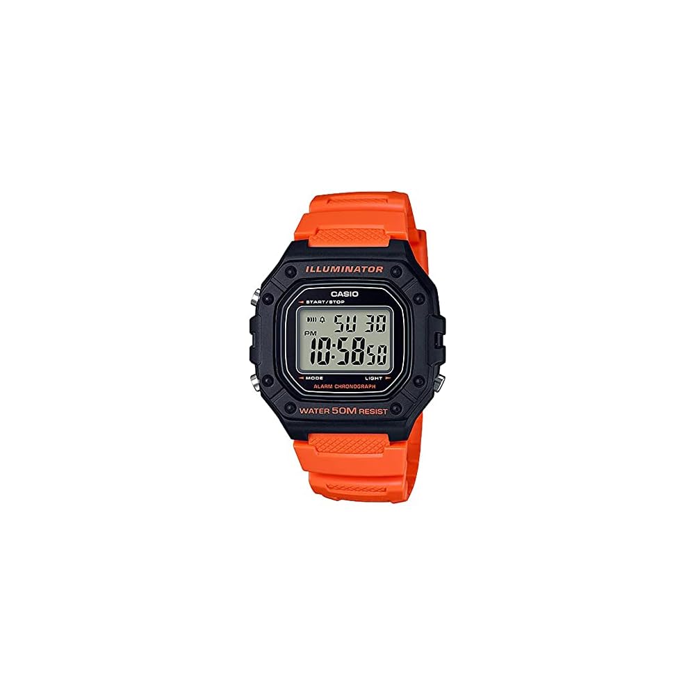 Casio Standard Digital Watch W-218H-4B2V Orange Unisex Lightweight Water Resistant