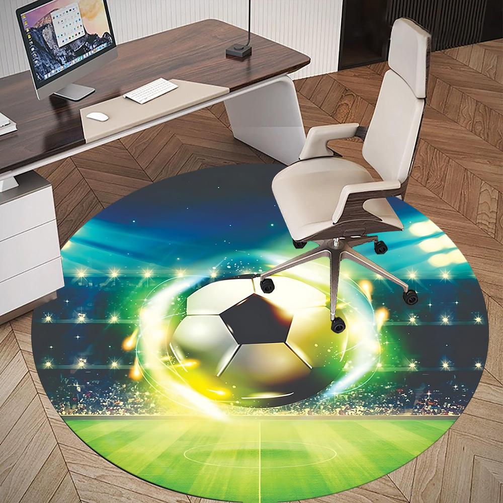 1 Stück Fußball Runder Stuhlunterlage Teppich - Rutschfest, Fußmatte für Büro, Schlafzimmer und Innenbereich Dekoration c1125094