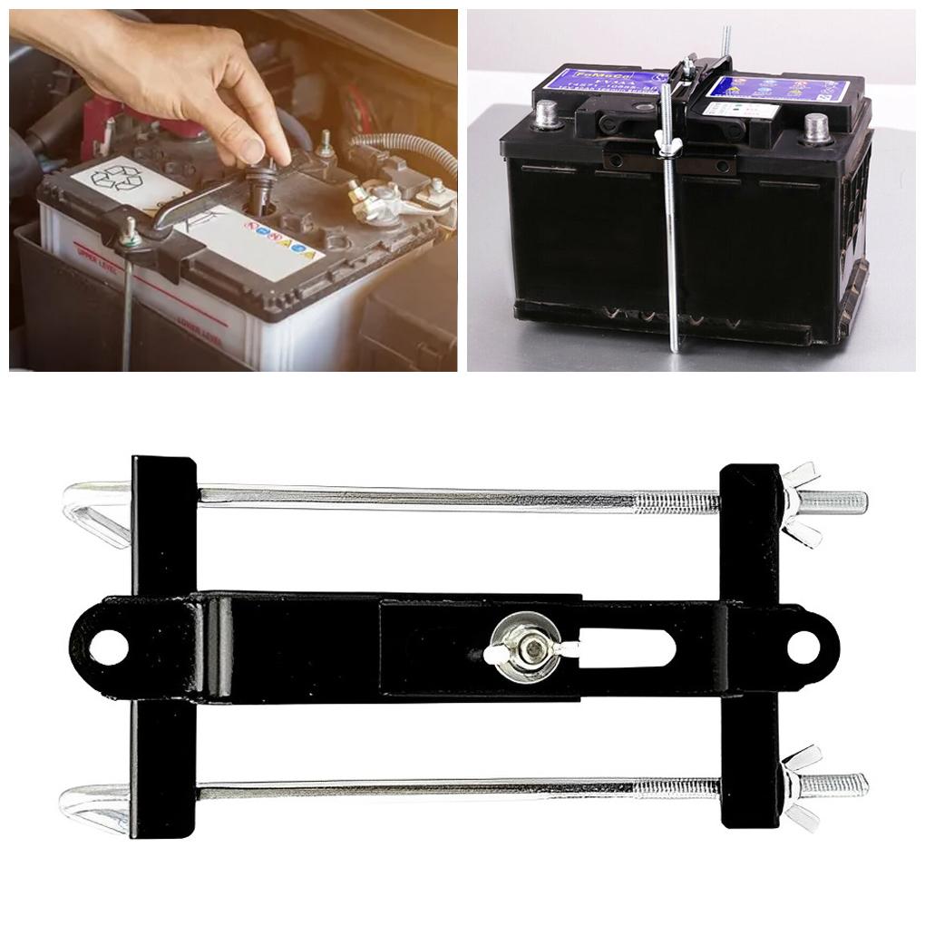 Regulowany wspornik akumulatora dla silnej przewodności Praktyczny metalowy zestaw do mocowania akumulatora Łatwy do czarny 23*20cm