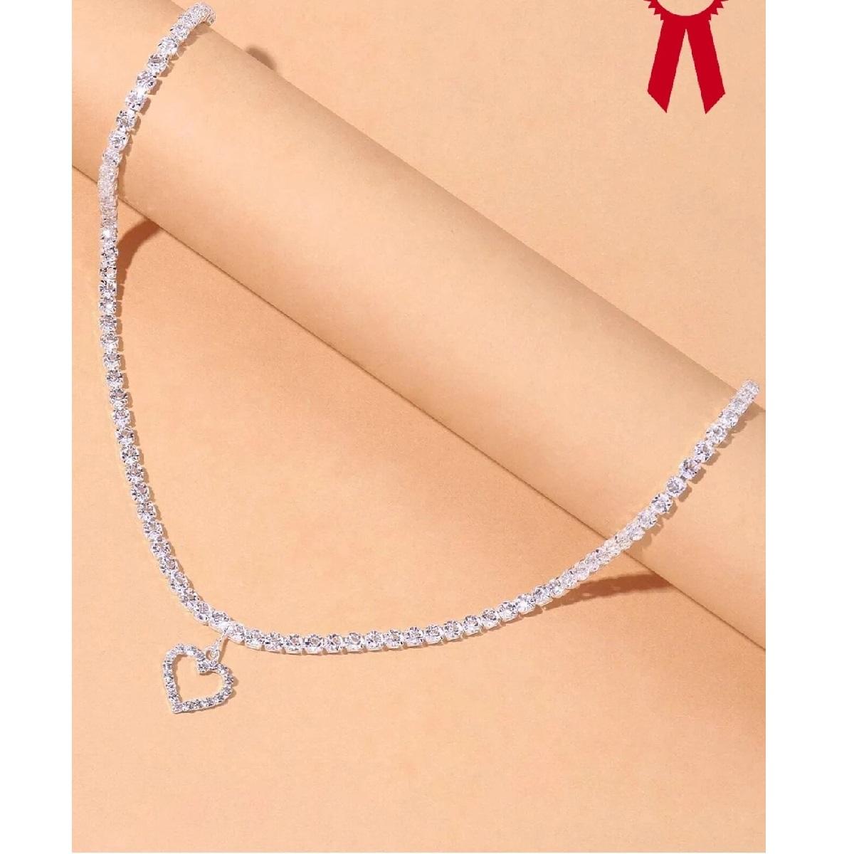 

Ожерелье с сердцем из хрусталя и горного хрусталя в форме сердца