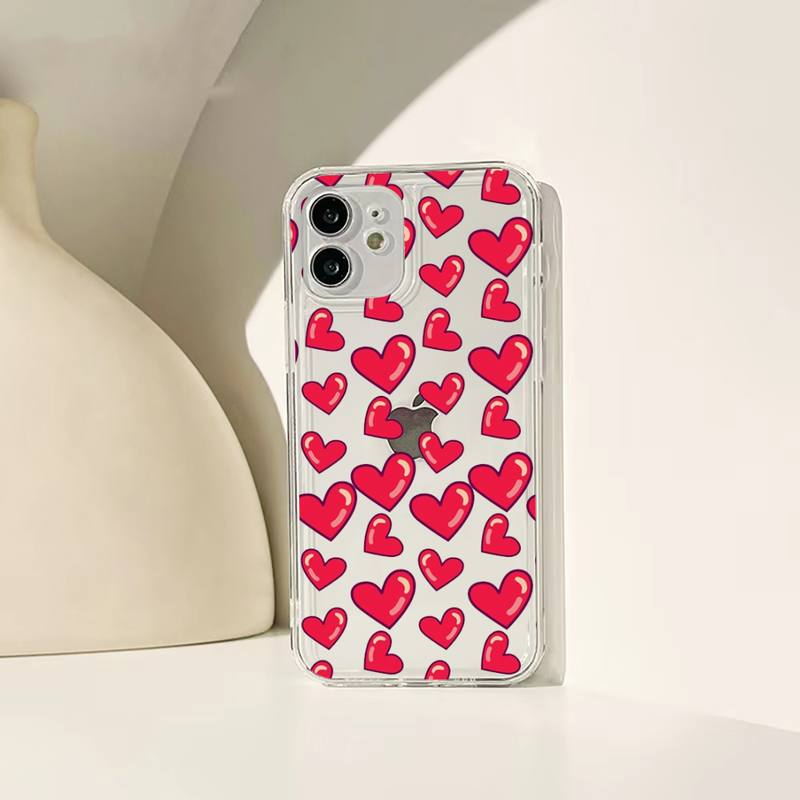 

Чехол для телефона с сердечками и пульсацией для Iphone 11 12 13 14 Pro Max 7 8 Plus X Xr Xs Max Se 2020, мини-прозрачный чехол iphone 13 promax