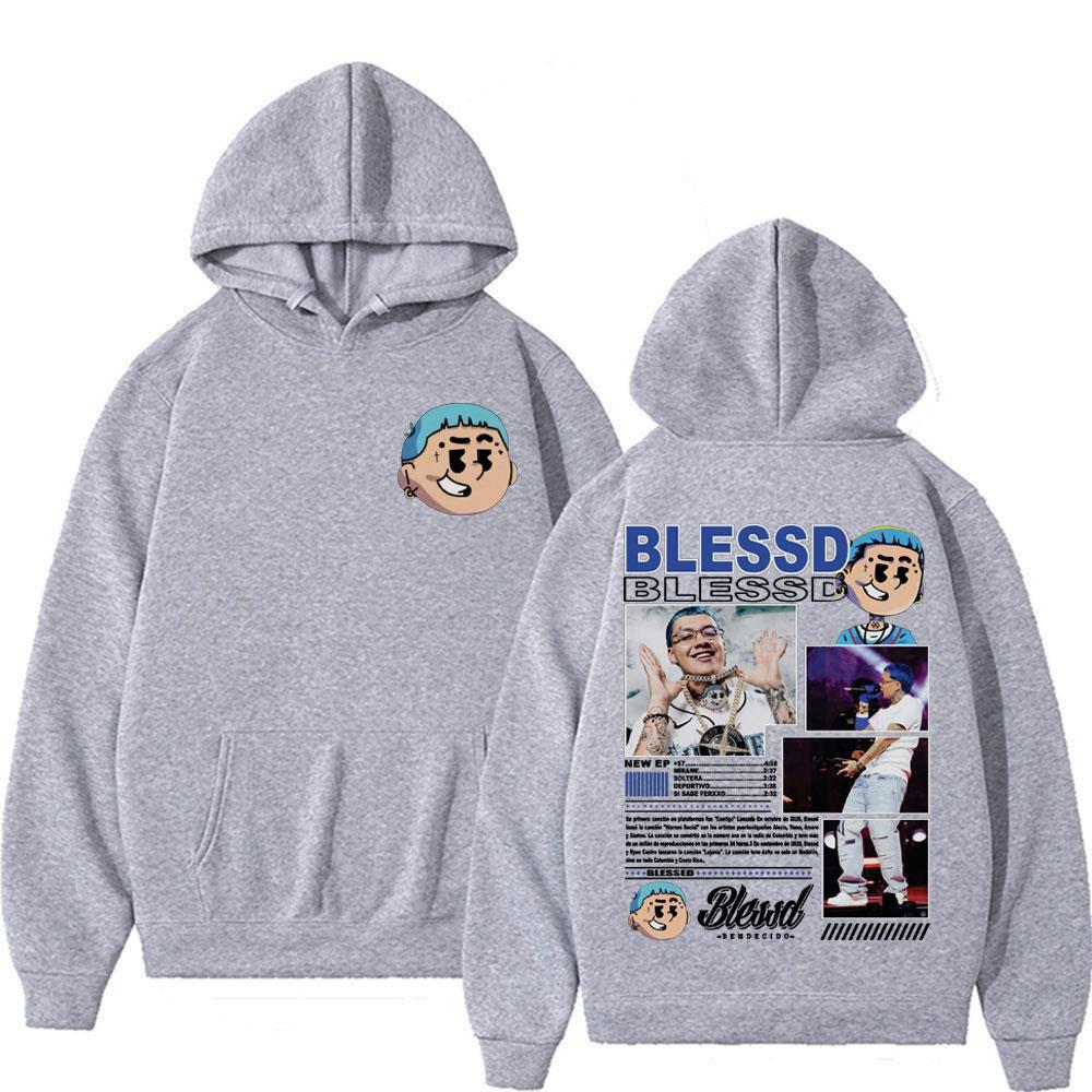 Rapper BLESSD BENDECIDO Tour Concert Hoodies Fashion Hip Hop Punk Men Women Casual Fleece Oversized Sweatshirt Hoodie Streetwear
