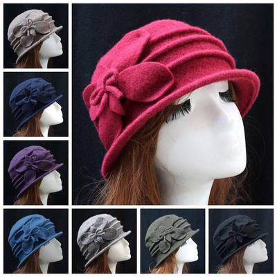 Kwiatowy Filcowy Kapelusz Wełniany Kapelusz Wiadro Eleganckie Damskie Zimowe Vintage Damskie Cloche