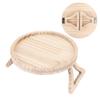 Clip On Tray Natural Bamboo 9.8in Round Home Couch Sofa Armrest Clip Tray Table for Snack Coffee