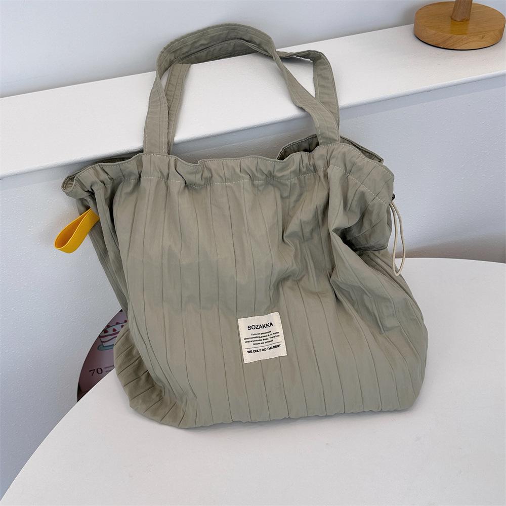 

Нова смугаста сумка-шопер на шнурку, повсякденна полотняна сумка великої місткості, сумка для студентів на заняття сірий колір