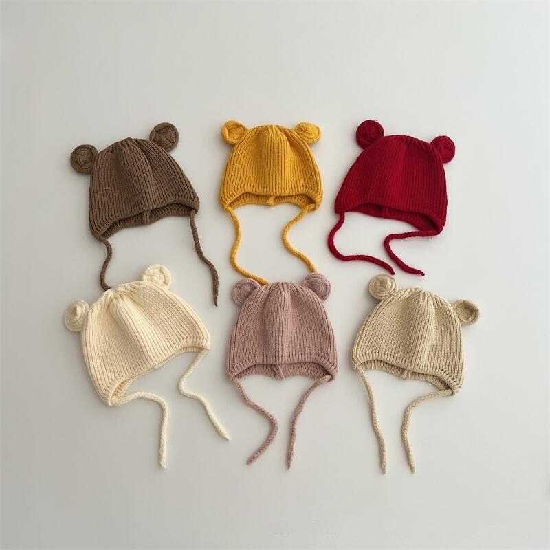 Children's knitted hat super cute small ears warm ear protection hat autumn and winter boys and girls baby versatile wool hat