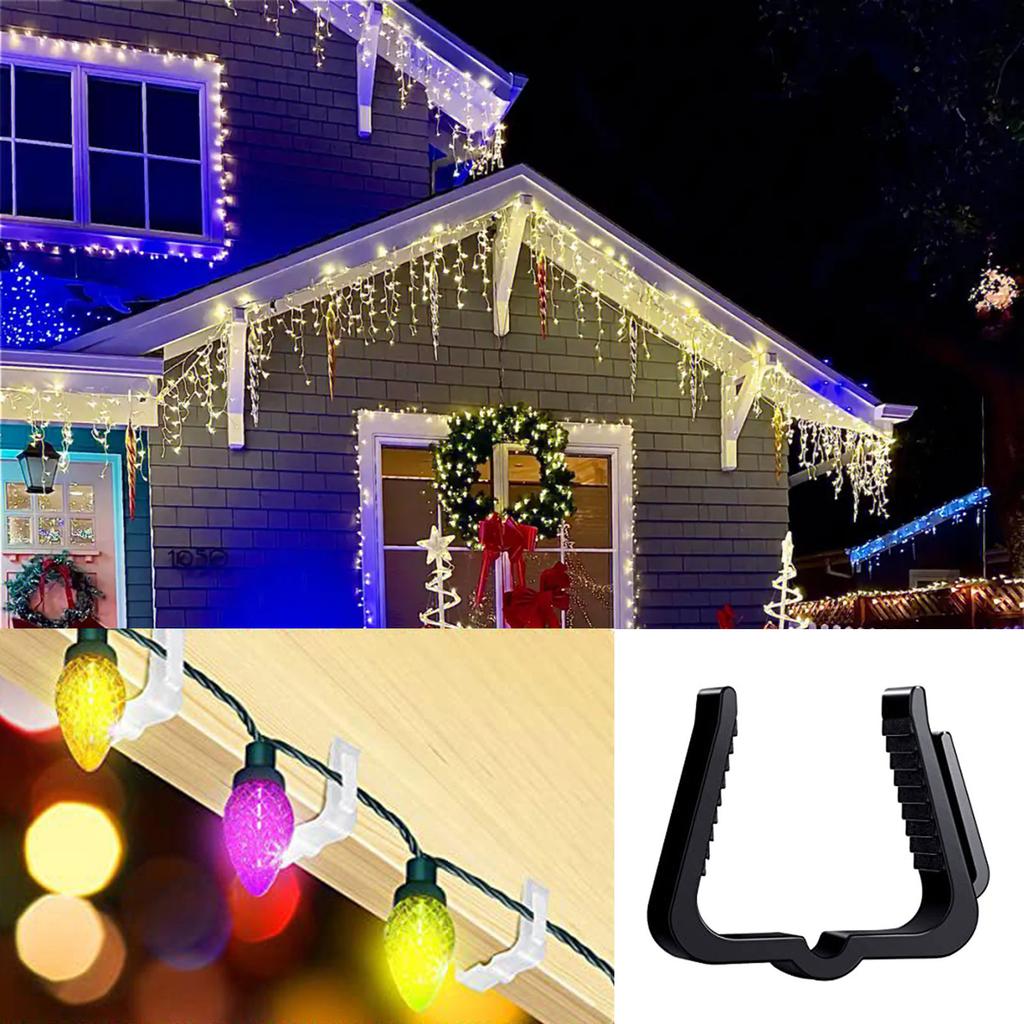 50pcs Plastic Christmas Light Clip For Roof Gutter And Eave Decoration Durable And Reliable Hanging Solution