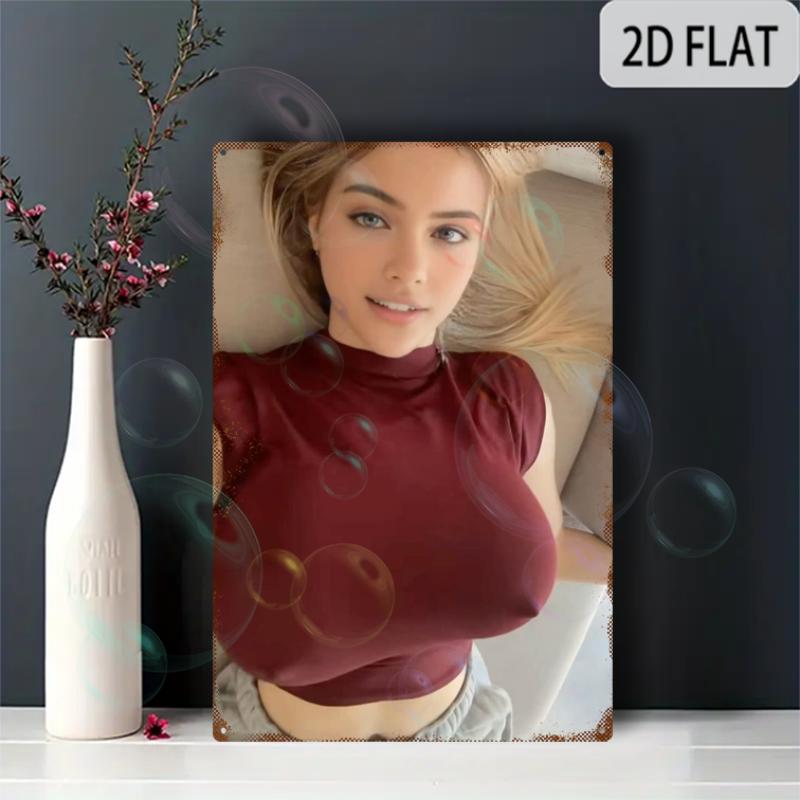 2D Flach 1 Stück Vintage Ganzkörperfoto Schild Aluminium Poster, Wasserdicht & Hitzebeständig, Nicht-Verblassende Innen-/Außendekoration