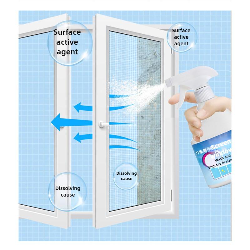 No-Rinse Window Screen Cleaner Powerful Stain & Grease Remover for Fiberglass & Metal Mesh Cleaning Spray Without Removing Screens