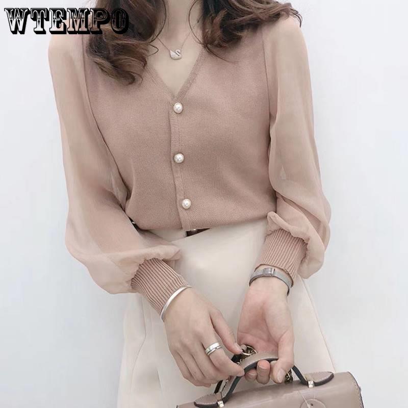 Lace Chiffon Knitted Top Women's Spring New Short Cardigan Summer Long Sleeve Underlay Fashion