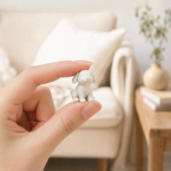 Dog Figurine, 3D Printed Cute Puppy Sculpture, Small Smile Animal Desktop Ornament for Living Room Table Decor, Gifts for Dog Lovers