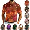 Herren Halloween Print Poloshirt Netz Atmungsaktiv Kurzarm Leicht Casual Golfshirt mit Kragen für Sommer Outdoor-Aktivitäten