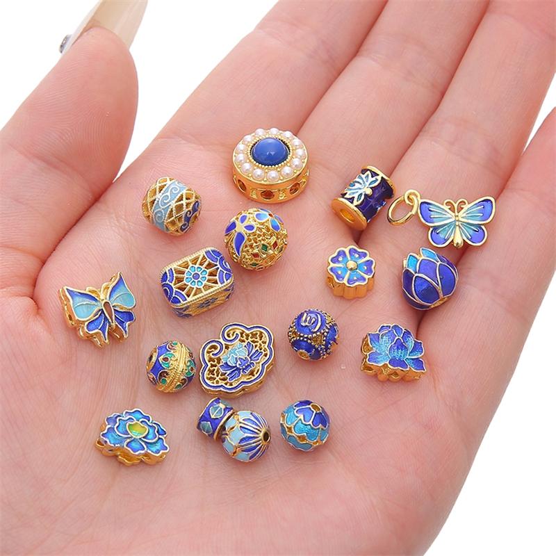Copper Cloisonn Beads Charm Accessories For DIY Jewelry Making Bracelet Earring Necklace