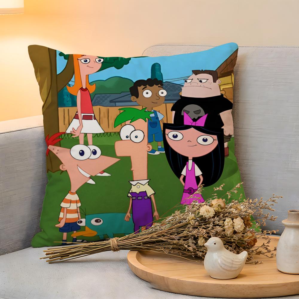 Cushion Cover Linen SkinFriendly Soft Decorative Case For Sofa Home Decor Phineas And Ferb Anime Pillow cover