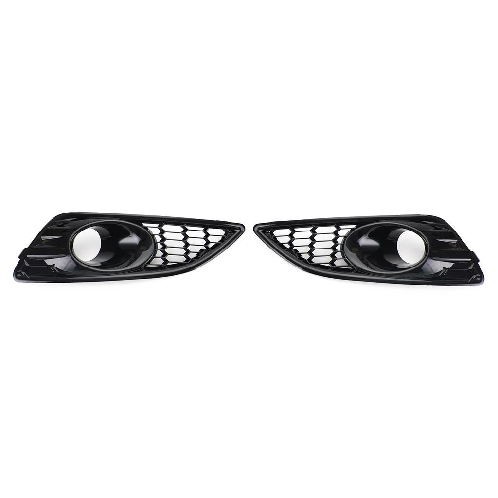 Areyourshop Pair Grille Gloss Black Front Fog Light Lamp Cover Fit Ford Fiesta 2013-2017