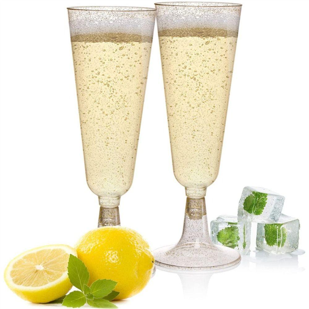 10pcs Clear Plastic Champagne Flute Goblet Disposable Red Wine Glass Champagne Glass  Birthdays