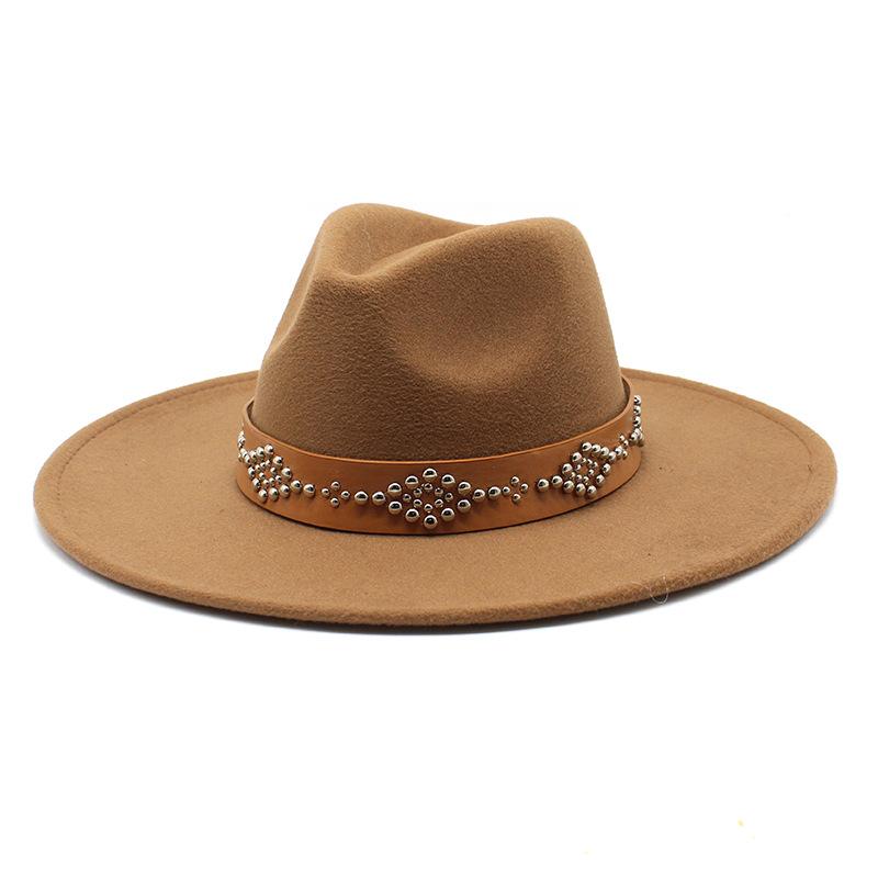 2022 Fedora Hat for Women Retro Wool Felt Jazz Hat 9.5CM Wide Brim Church Wedding Hat Street Fashion Black Dress Cap