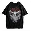 Y2K Gothic Punk Graphic Washed Cotton T‑shirt Men Harajuku Oversized Hipster Short Sleeve Harajuku Streetwear Casual Tops
