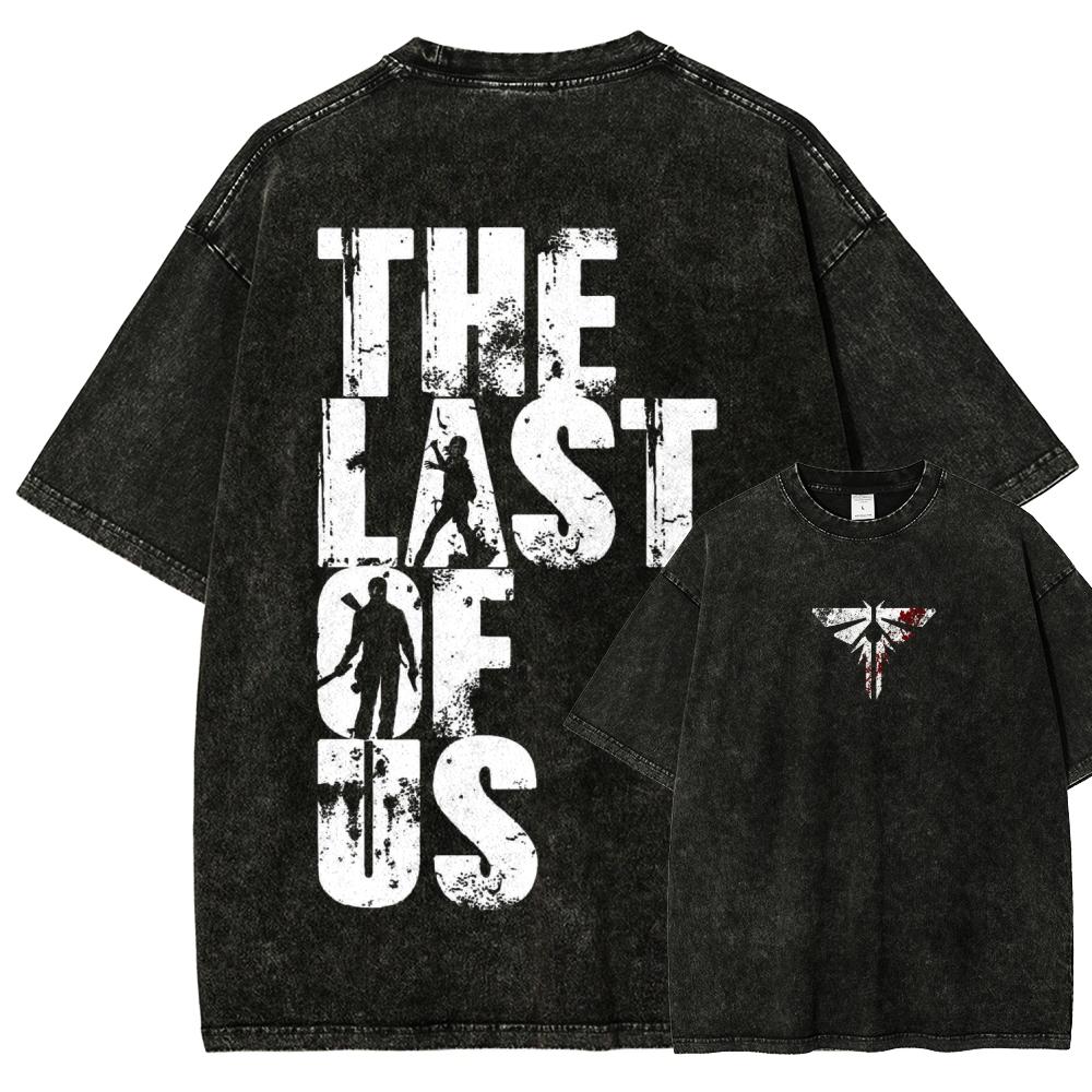 The Last of Us Anime Liebhaber Washed T-Shirt Ganzjahreskleidung Hohe Qualität Persönlichkeit Kleidung Große Größen Unisex Neues Modell Paare T-Shirt