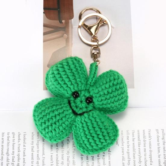 Gestrickter Anhänger Regenbogenfarben Herz Blumenform Häkel-Schlüsselanhänger Weiches Baumwollgarn Handgemachter Taschenanhänger Autoschlüssel Rucksack-Accessoire