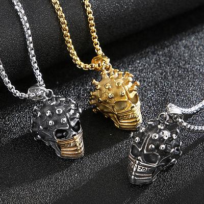 Collana con ciondolo da uomo con teschio da motociclista gotico in acciaio inossidabile con catena da 50/55/60 cm per accessori per gioielli con collo scheletro punk da donna