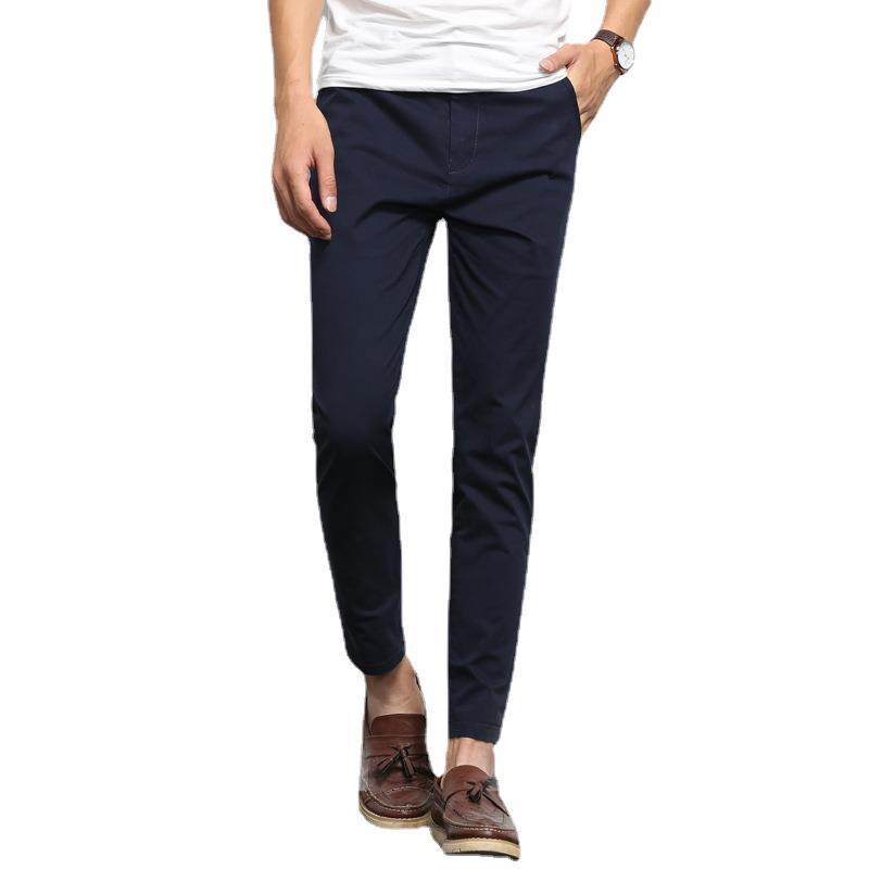 Korean Style Men's Slim Fit Casual Cotton Elastic Pants - Spring/Autumn