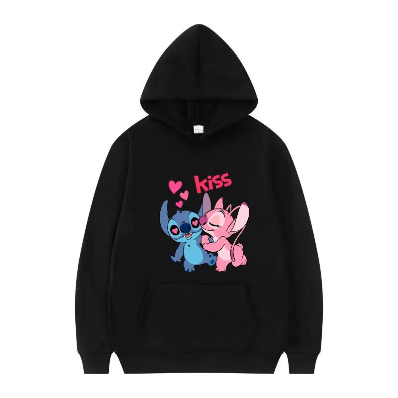 Disney Stitch Pattern Women Hoodies Fashion Sporty Y2k Loose Grey Tops Clothing Pullovers Ladies Cheap Hoodies Sweatshirts