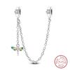 Real 925 Silver Stars & Moon Sunflower Safety Chains Spacer Beads Charms Fit Qikaola 925 Bracelets DIY Jewelry