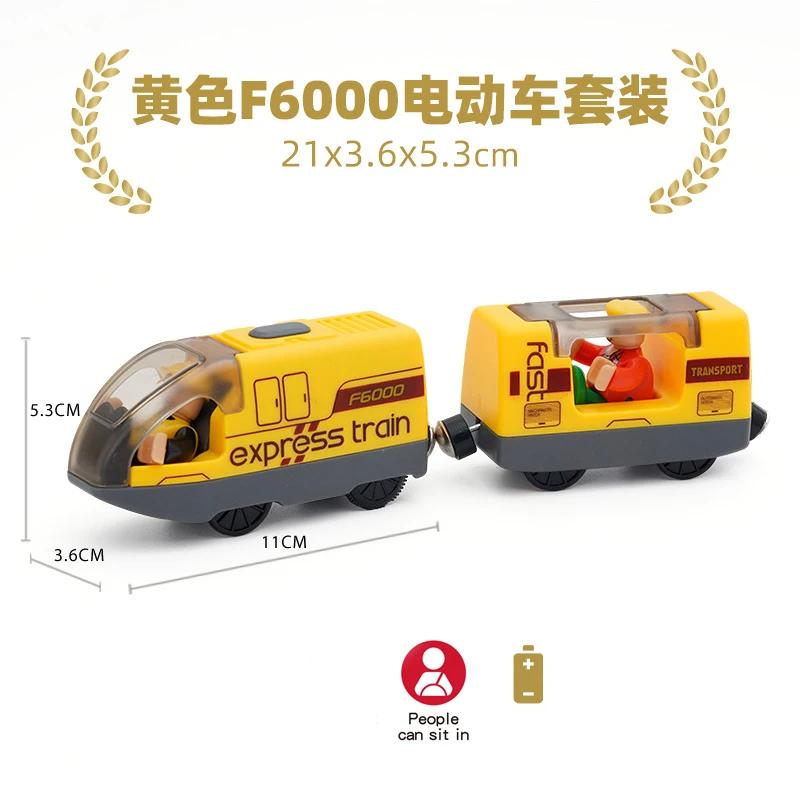 Battery Operated Locomotive Electric Train Set Diecast Magnetic Locomotive Slot Toy Fit For Wooden Rail Track Toys Kids Gift W02